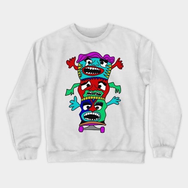 Skater totem Crewneck Sweatshirt by BertanB